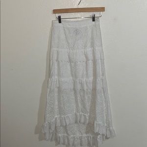 Skies are blue white eyelet high-low skirt